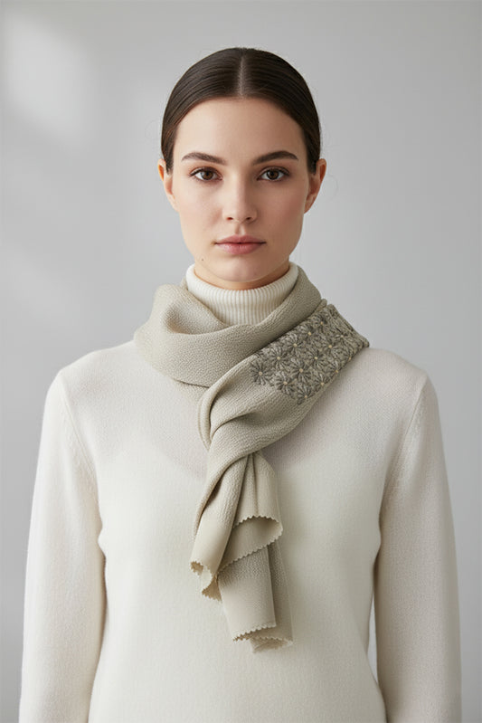 Silk shawl Chrysanthemum-patterned embroidery-Obiage