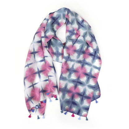 Silk Shawl with Board-Squeezed Shibori