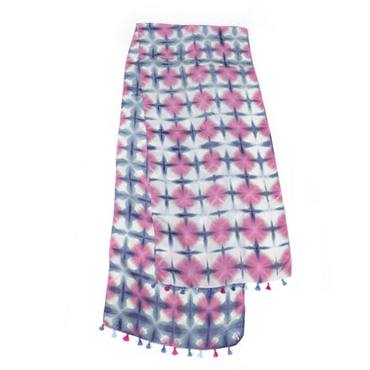 Silk Shawl with Board-Squeezed Shibori