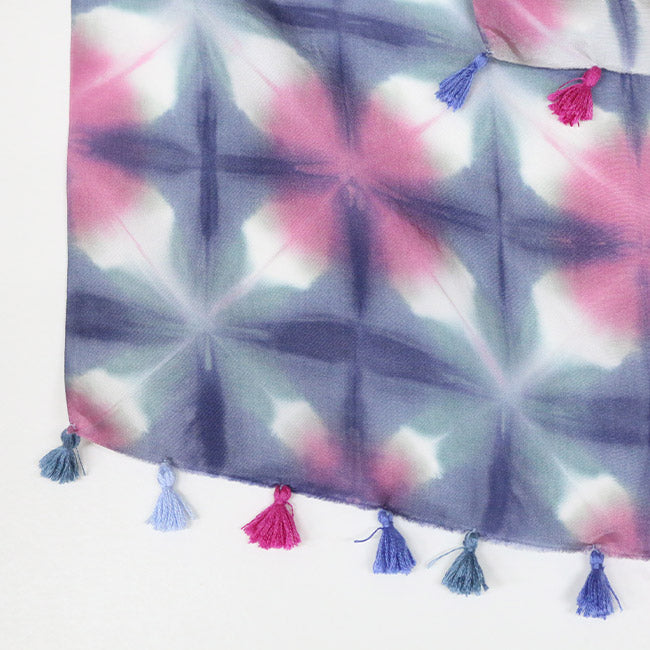 Silk Shawl with Board-Squeezed Shibori