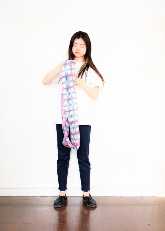 Silk Shawl with Board-Squeezed Shibori