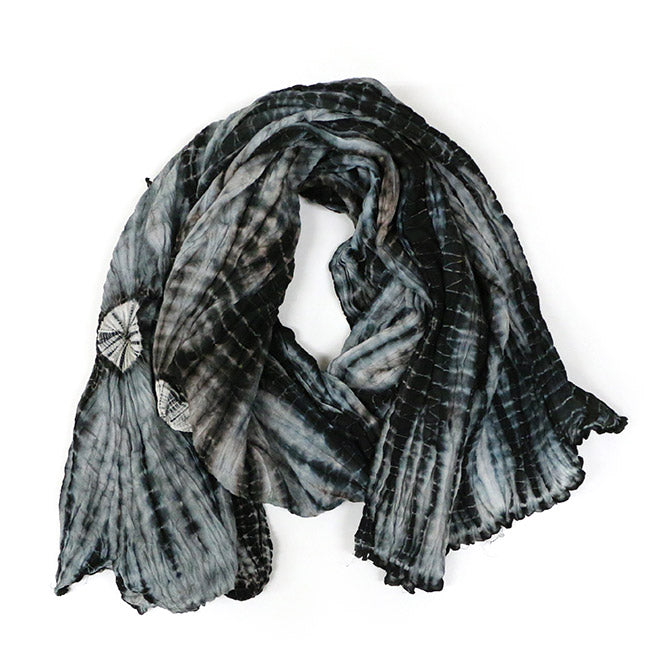 Black Cotton Shibori Shawl