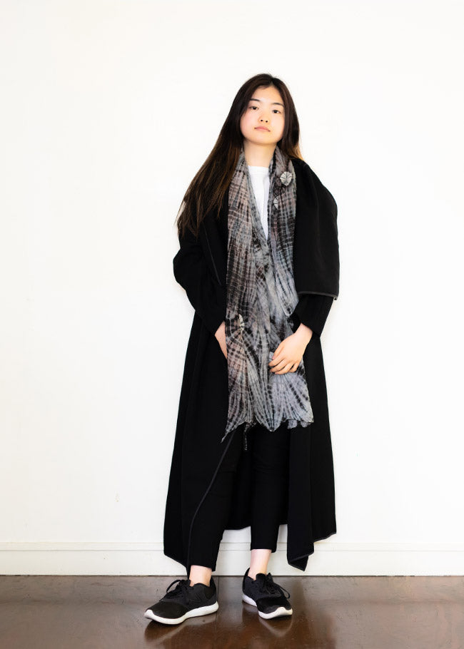 Black Cotton Shibori Shawl