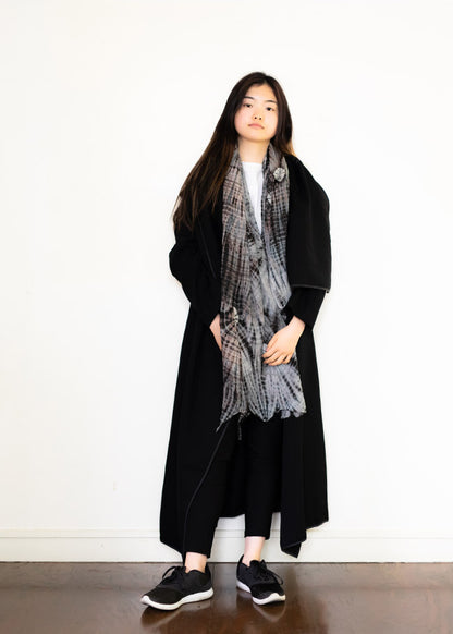Black Cotton Shibori Shawl