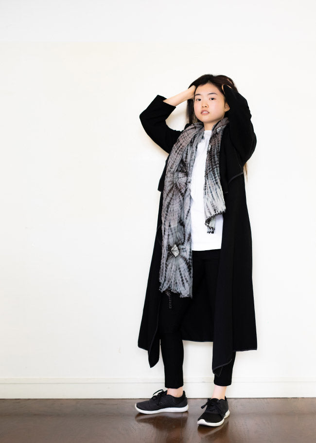 Black Cotton Shibori Shawl