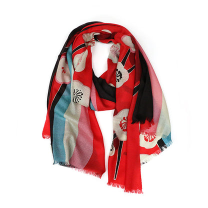 Wool Shawl - Plum Blossom Print