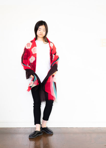 Wool Shawl - Plum Blossom Print