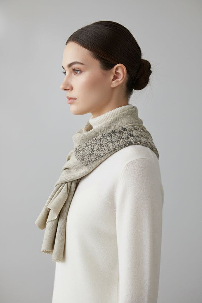 Silk shawl Chrysanthemum-patterned embroidery-Obiage
