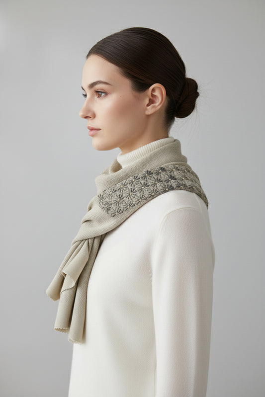 Silk shawl Chrysanthemum-patterned embroidery-Obiage