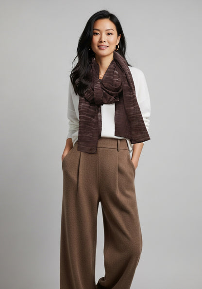 Shibori Cotton shawl Unisex-Shibori Brown