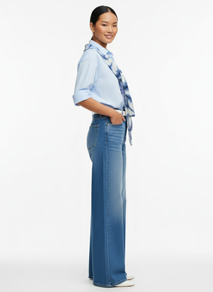 Shibori Silk shawl Unisex-Itajime Asanoha Blue