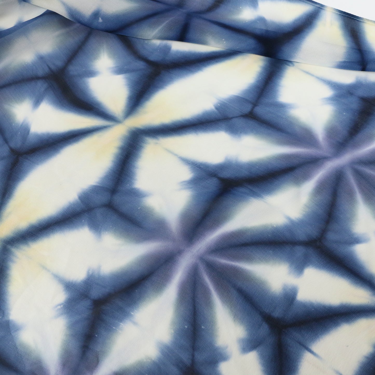 Shibori Silk shawl Unisex-Itajime Asanoha Blue