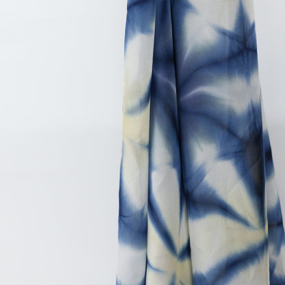 Shibori Silk shawl Unisex-Itajime Asanoha Blue
