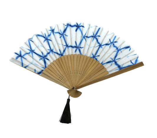 Folding Fan with Board-Pressed Shibori Dyeing